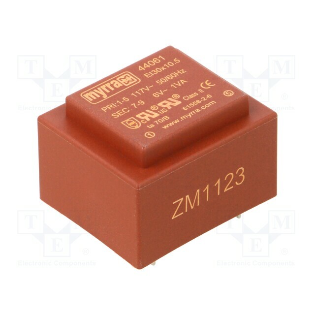 Transformer: encapsulated; 1VA; 117VAC; 6V; 167mA