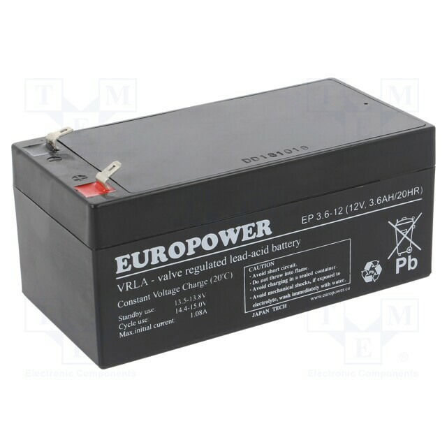 EUROPOWER Re-battery: acid-lead; 12V; 3.6Ah