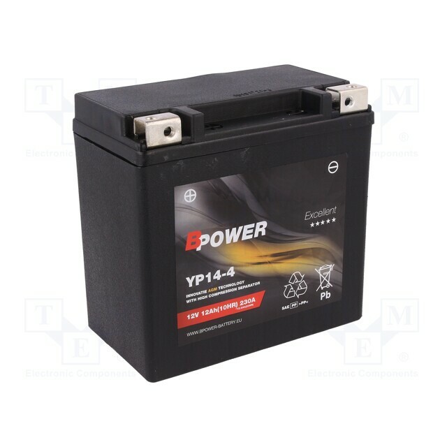 BPOWER Re-battery: acid-lead; 12V; 12Ah; AGM