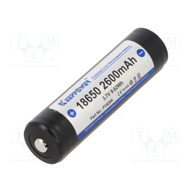 KEEPPOWER Re-battery: Li-Ion; 18650,MR18650; 2600mAh