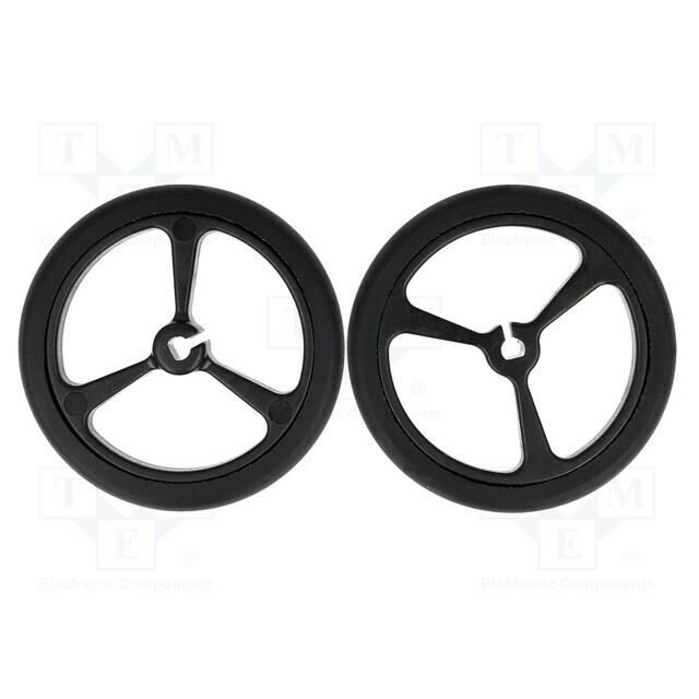 Wheel; black; Shaft: D spring; push-in