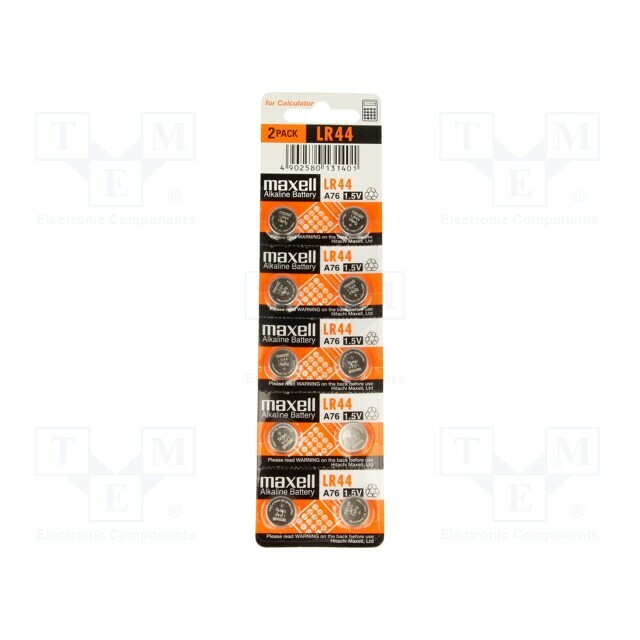 MAXELL Battery: alkaline; coin; LR44,R1154