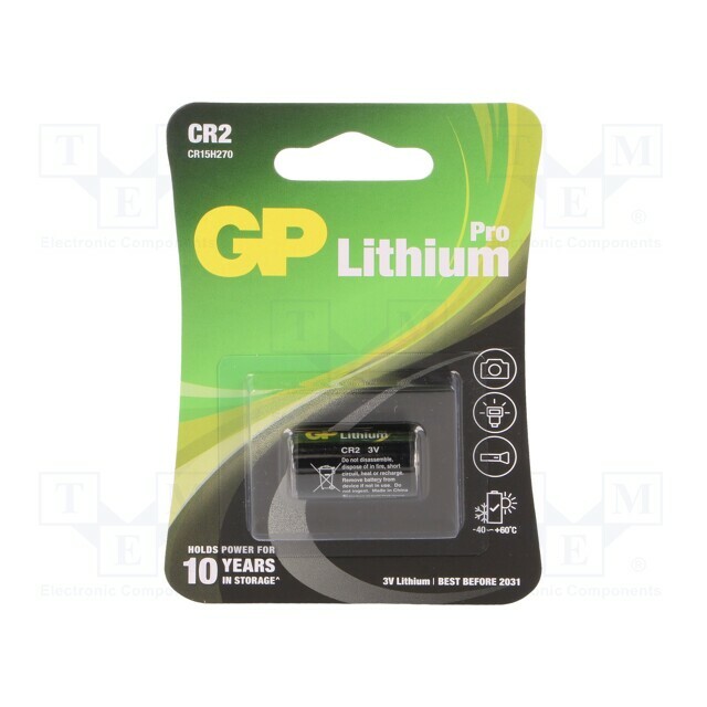 GP Battery: lithium; CR2; 3V; non-rechargeable