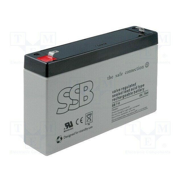 SSB Re-battery: acid-lead; 6V; 7Ah; AGM