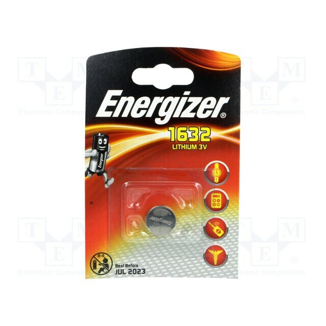 ENERGIZER Battery: lithium; coin; CR1632; 3V