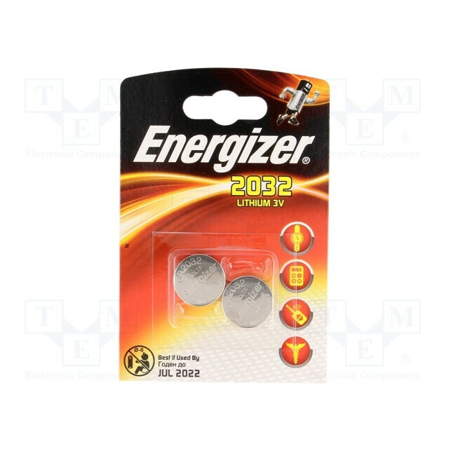 ENERGIZER Battery: lithium; coin; CR2032; 3V