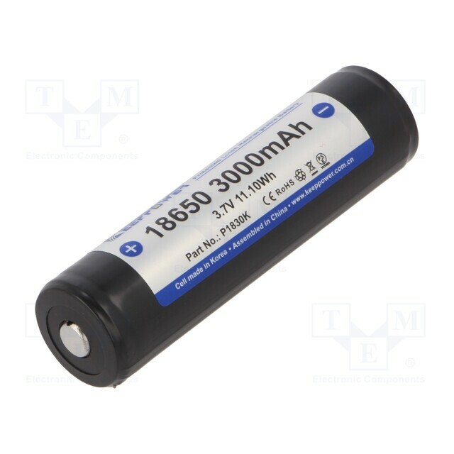 KEEPPOWER Re-battery: Li-Ion; 18650,MR18650; 3000mAh