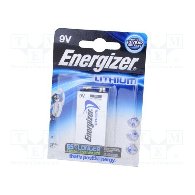 ENERGIZER Battery: lithium; 6F22; 9V; non-rechargeable