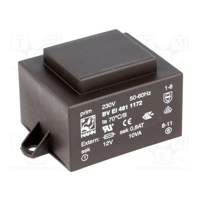 HAHN Transformer: encapsulated; 10VA; 230VAC; 12V
