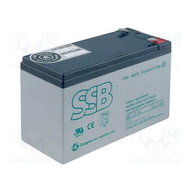 SSB Re-battery: acid-lead; 12V; 7.2Ah