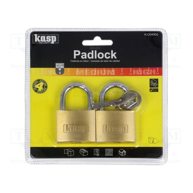 KASP Padlock; shackle; Quan: 2pcs; brass