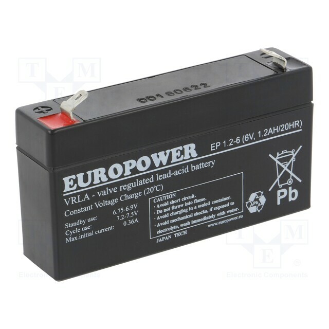 EUROPOWER Re-battery: acid-lead; 6V; 1.2Ah