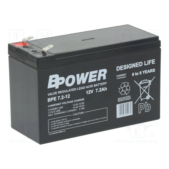 BPOWER Re-battery: acid-lead; 12V; 7.2Ah