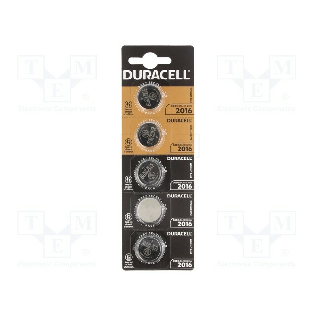 DURACELL Battery: lithium; coin; CR2016; 3V