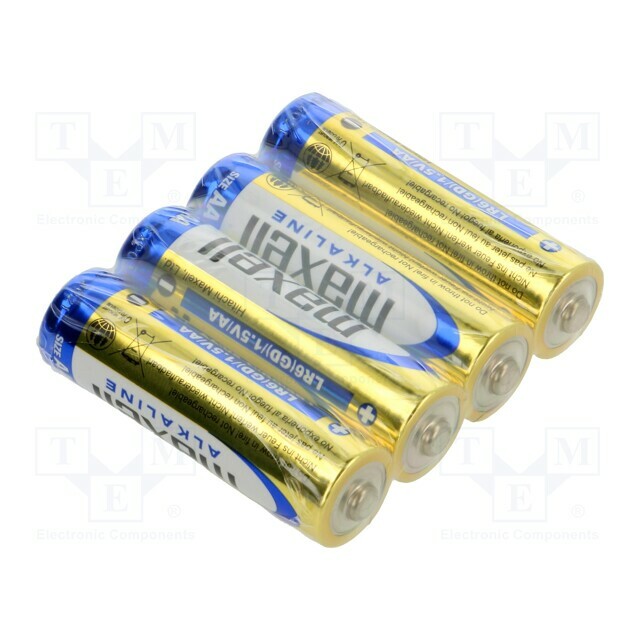 Battery: alkaline; AA; 1.5V; non-rechargeable