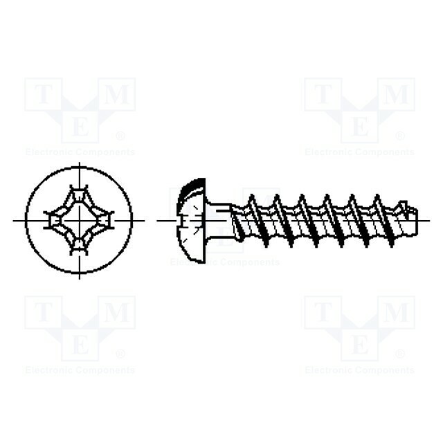 BOSSARD Screw; for plastic; 4x14; Head:
