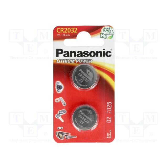 PANASONIC Battery: lithium; coin; CR2032; 3V
