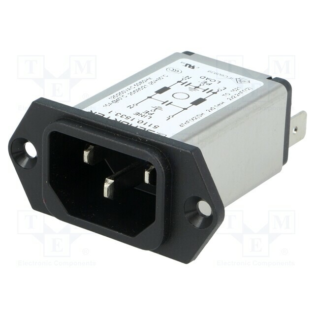 SCHURTER Connector: AC supply; socket; male