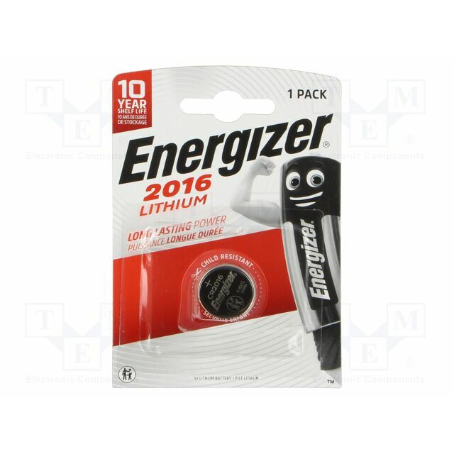 ENERGIZER Battery: lithium; coin; CR2016; 3V