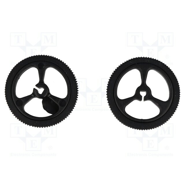 Wheel; black; Shaft: D spring; push-in