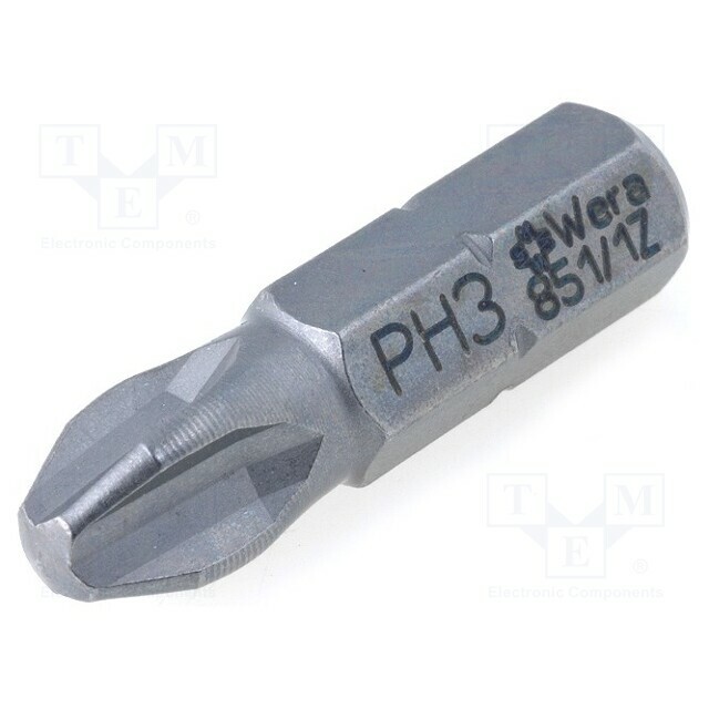 Screwdriver bit; Phillips; PH3; 1/4"; Overall
