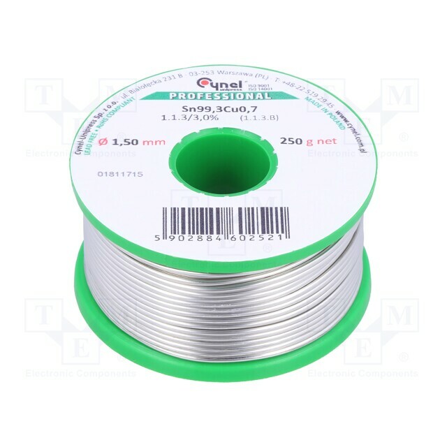 CYNEL Tin; lead free; Sn99,3Cu0