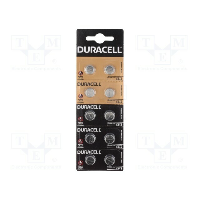 DURACELL Battery: alkaline; coin; LR44,R1154