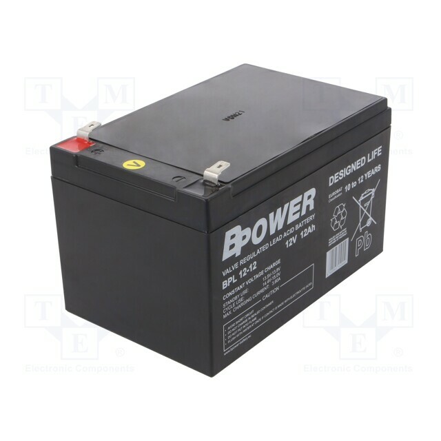 BPOWER Re-battery: acid-lead; 12V; 12Ah; AGM