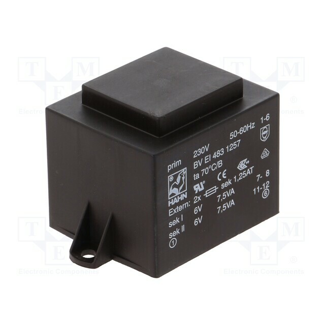 HAHN Transformer: encapsulated; 15VA; 230VAC; 6V