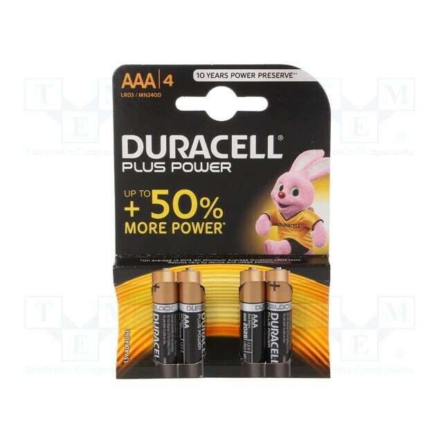 DURACELL Battery: alkaline; AAA,R3; 1