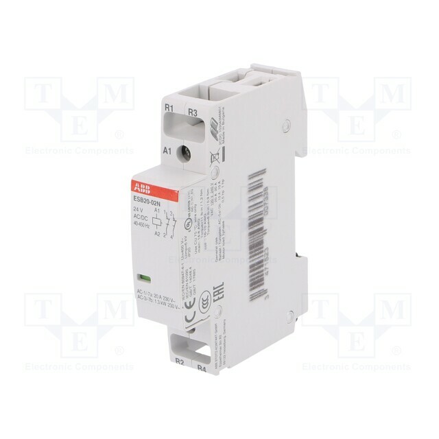 ABB Contactor: 2-pole installation; 20A; 24VAC
