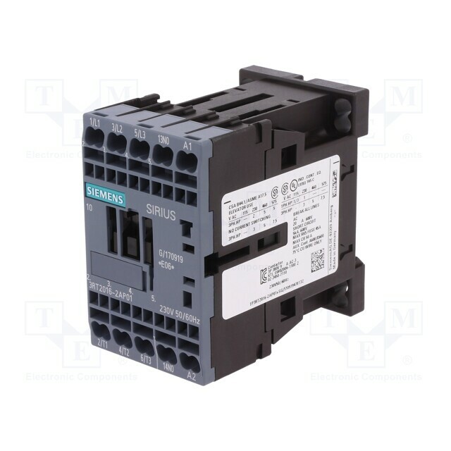 SIEMENS Contactor: 3-pole; NO x3; Auxiliary