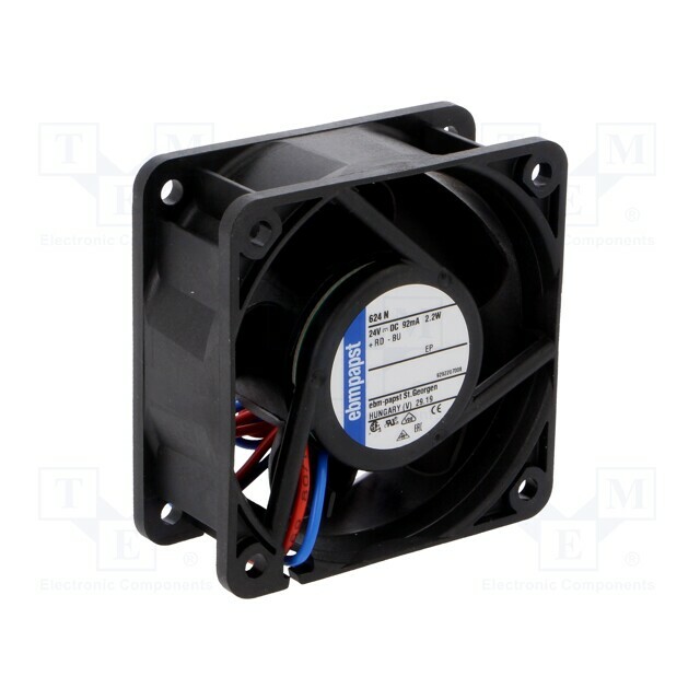 EBM-PAPST Fan: DC; 60x60x25mm; axial; 24VDC