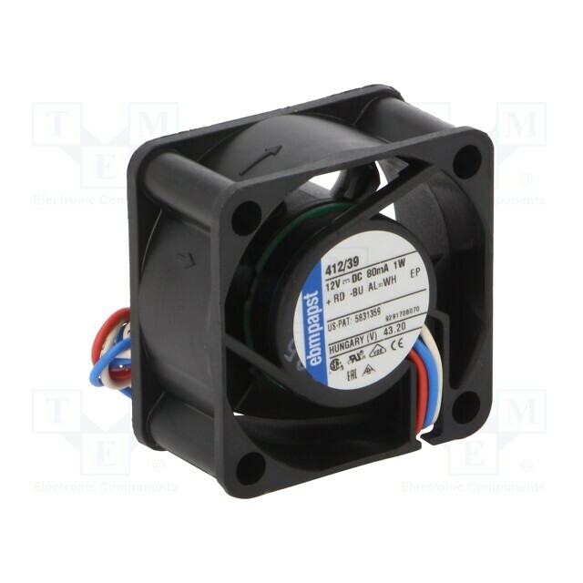EBM-PAPST Fan: DC; 40x40x20mm; axial; 12VDC