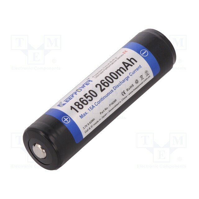 KEEPPOWER Re-battery: Li-Ion; 18650,MR18650; 2600mAh
