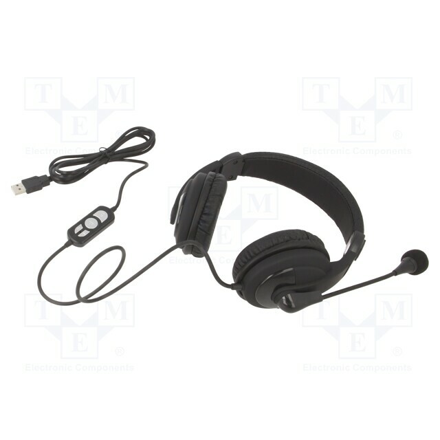 VCOM Headphones with microphone; black; USB