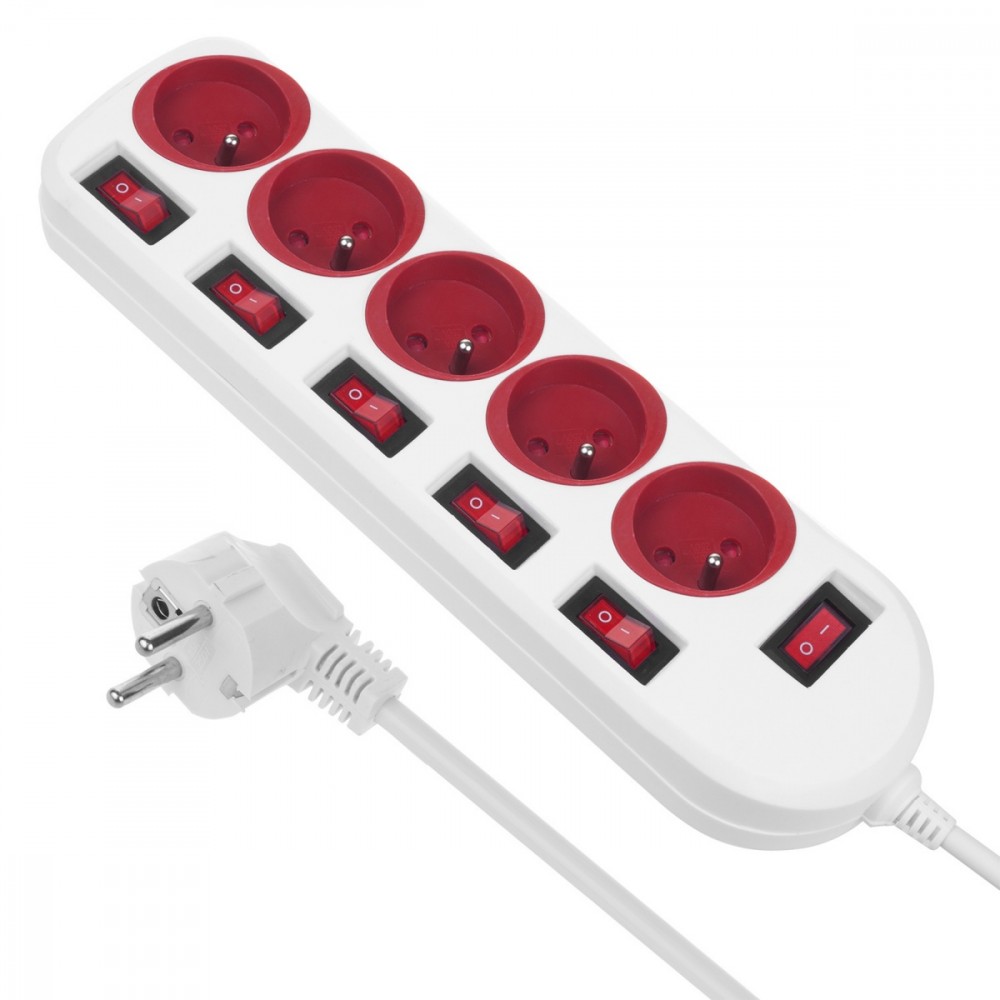 MACLEAN Power strip 5 socket with
