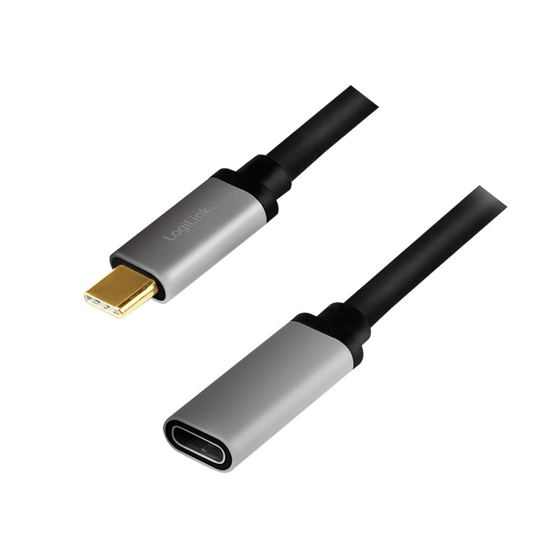 LOGILINK USB-C M/F cable, 4K/60Hz , alu