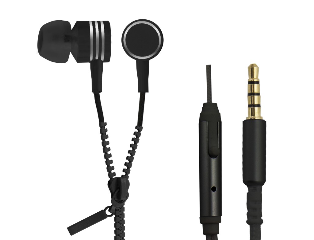 ESPERANZA Earphones ZIPPER with microphone black