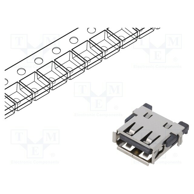 GCT Connector: USB A; socket; SMT
