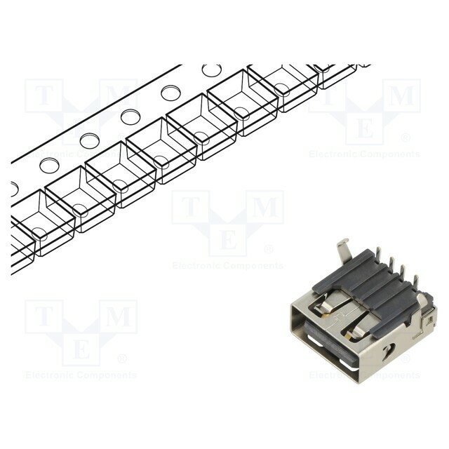 GCT Connector: USB A; socket; THT