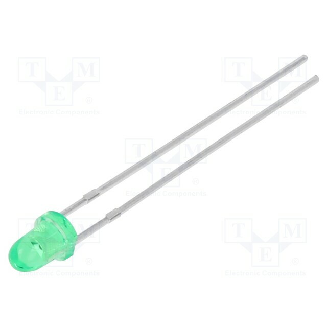 BRIGHTEK (EUROPE) LED; green; 3mm; 500÷1200mcd