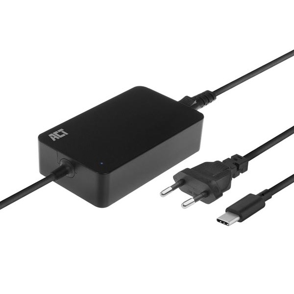 Laptop charger with USB-C, PD65W, ACT