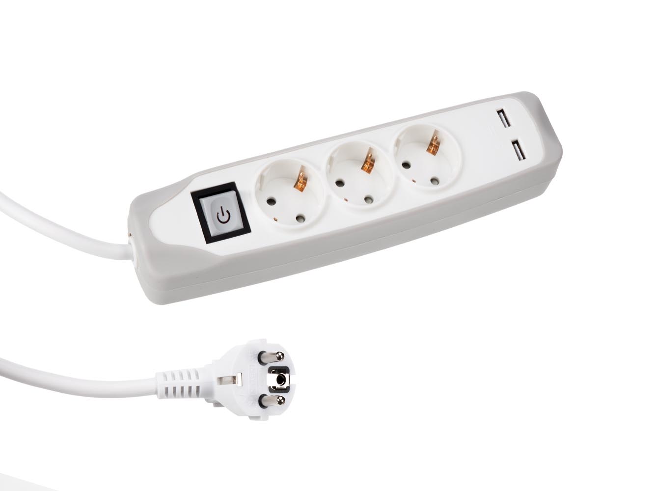 3-way power strip with switch -