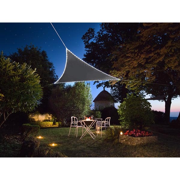 Shade sail with built-in LED border