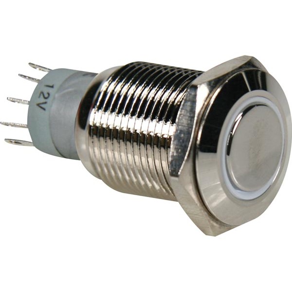 ROUND METAL PUSH BUTTON SPDT 1NO
