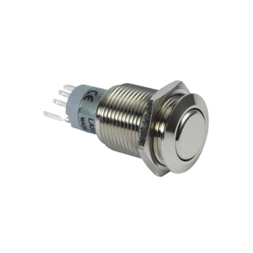 ROUND METAL PUSH BUTTON DPDT 2NO