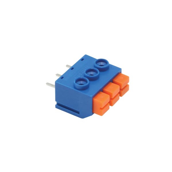SCREWLESS TERMINAL, 3 POLES, BLUE, 5mm