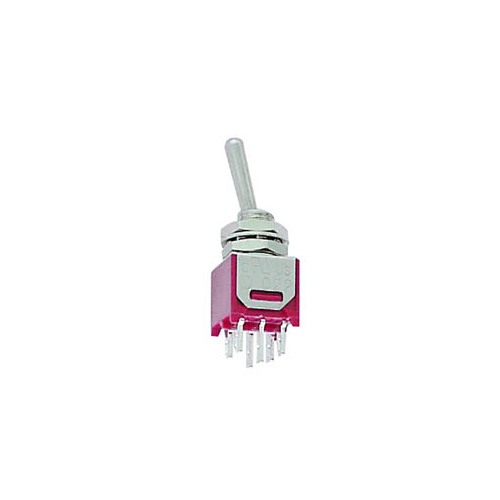 VERTICAL SUBMINIATURE TOGGLE SWITCH DPDT ON-(ON)