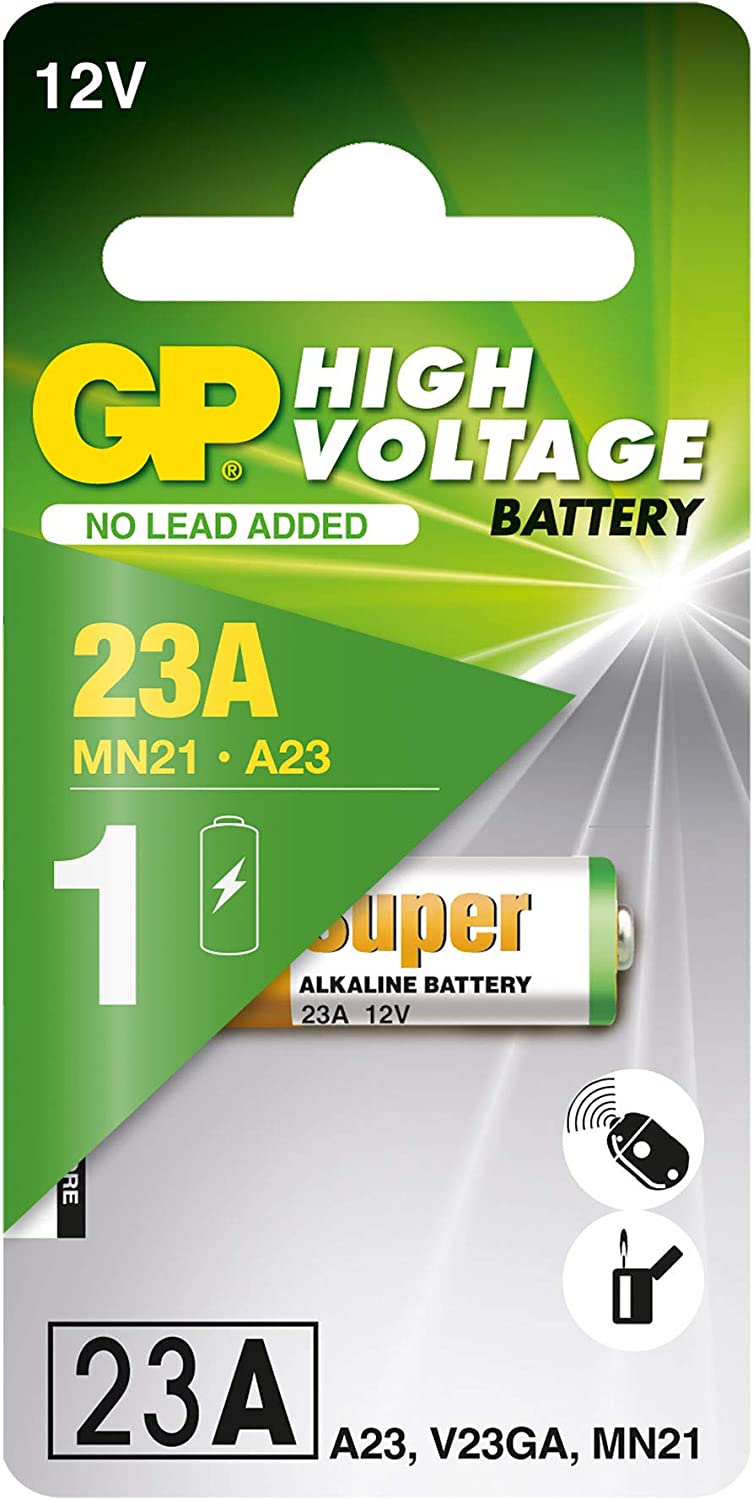 Battery: alkaline; 23A,8LR932; 12V; non-rechargeable
